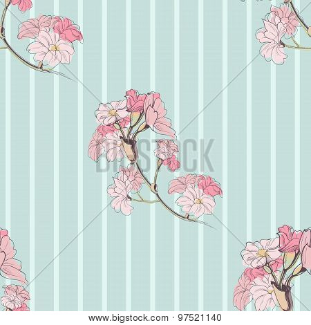 Vector hand-drawing floral seamless pattern