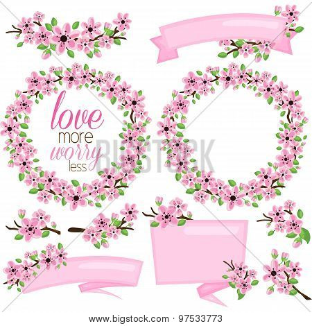 Pink Flower and Banner