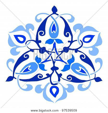Ornamental round flower silhouette pattern circle lace flower isolated background lacy arabesque
