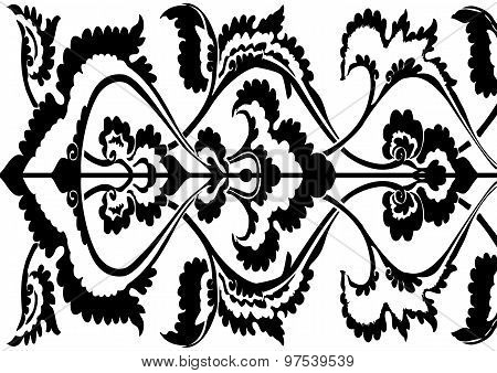 Ornamental border floral silhouette horizontal floral pattern isolated background Oriental motif
