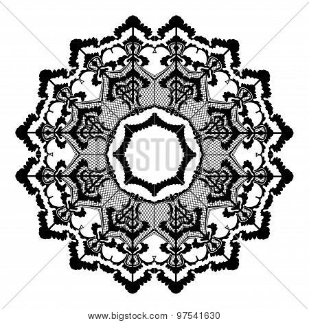 Vector round lace flower vintage circle background with many details looks like crocheting handmade