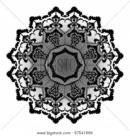 Vector round lace flower vintage circle background with many details looks like crocheting handmade