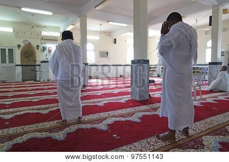 Muslims Praying With Ihram.