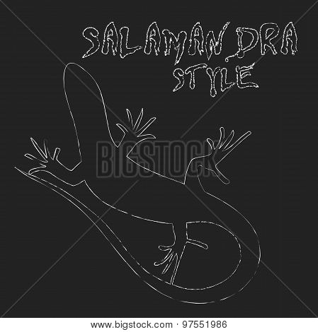 Beautiful  monochrome lizard, lizard silhouette. Vector