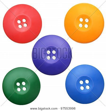 Set Of Realistic Clothing Coloured Buttons
