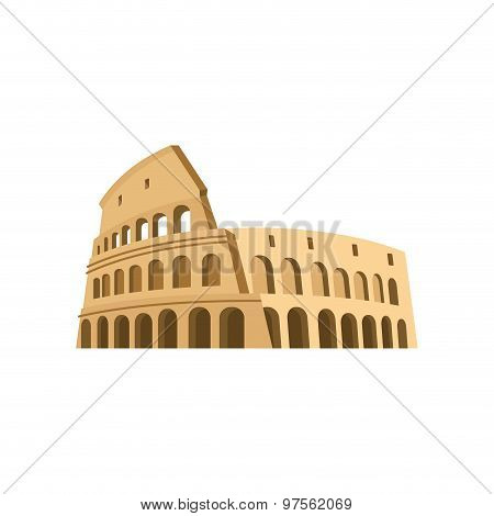 Colosseum In Rome On A White Background. Italy Landmark Architecture.