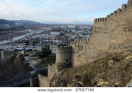 View Of Gori City From Goristsikhe Fortress,georgia,caucasus.it Was Important Military Stronghold