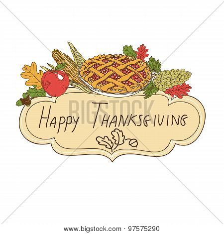 Vector hand drawn Thanksgiving background.