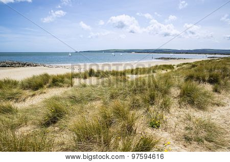 Lovely Sand Dunes And Beach Landscape On Sunny Summer Day