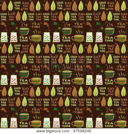 Tea Black Green Pattern Brown