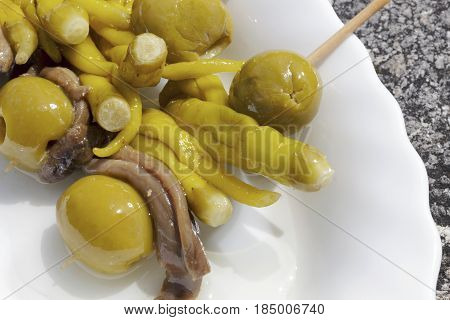 Traditional Appetizer From Basque Country, Spain, Named 