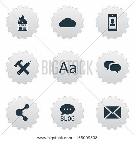 Vector Illustration Set Of Simple Newspaper Icons. Elements Gazette, Gossip, Post And Other Synonyms Sky, Missive And Speech.