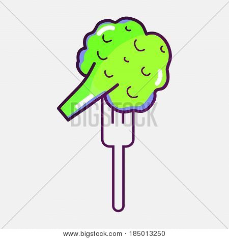 fresh broccoli to prepair natural salad, vector illustration