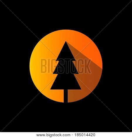 Circle shape with pine tree Vector Image on dark background