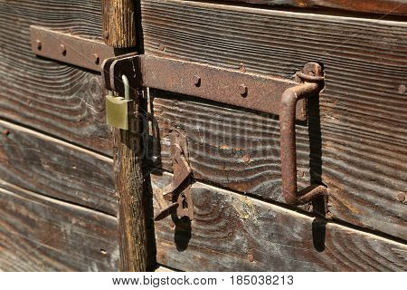 Doorbolt / Metal bolt on the wooden gate