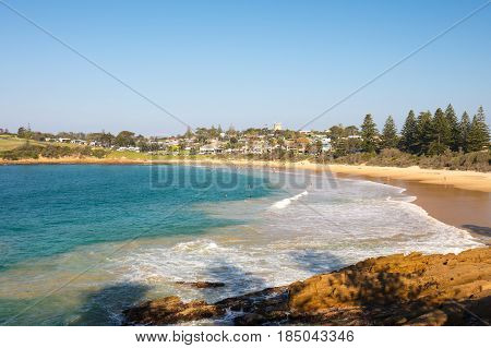 Horseshoe Bay Beach on a warm autumn day in Bermagui, New South Wales, Australia