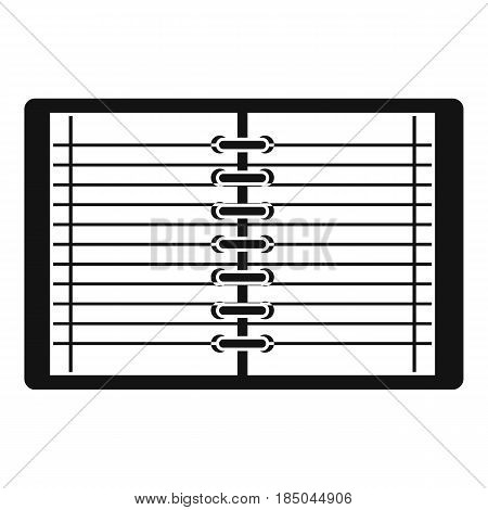 Open spiral lined notebook icon in simple style isolated vector illustration