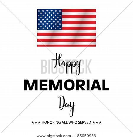 Honoring All Who Served, Happy Memorial Day, Vector Illustration