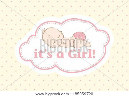 It's a Girl - Beautiful card to celebrate the new family member. In a yellow pastel love color background!