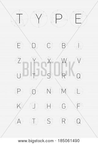 Wire Vector low poly alphabet font. Creative geometric font. Hipster typography. ABC