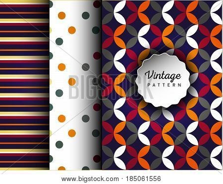 Retro vector seamless patterns. Endless texture can be used for wallpaper, pattern fills, web page background, surface textures. Set of geometric ornaments. Pattern for cafe, sweet-shop, pastry shop