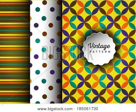 Retro vector seamless patterns. Endless texture can be used for wallpaper, pattern fills, web page background, surface textures. Set of geometric ornaments. Pattern for cafe, sweet-shop, pastry shop