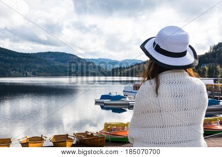 Titisee Germany Mountain Black Forest Landscape Lake Beautiful Vacation Destination Travel Blue Skie