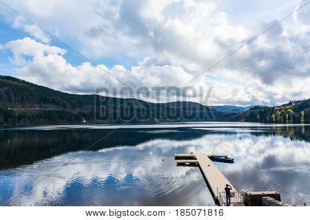 Titisee Germany Mountain Black Forest Landscape Lake Beautiful Vacation Destination Travel Blue Skie
