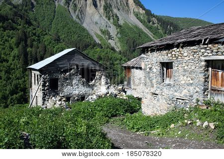 Adishi village in Caucasus mountains of Svaneti, Georgia