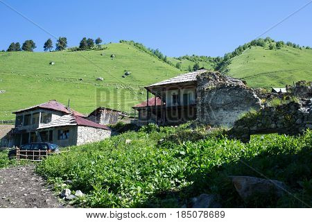 Adishi village in Caucasus mountains of Georgia