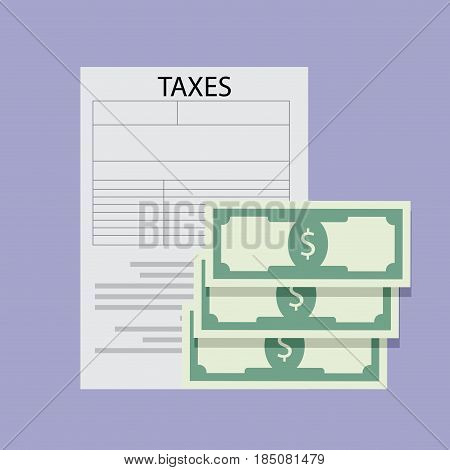 Annual taxation of taxes. Tax form and tax return taxes money vector illustration