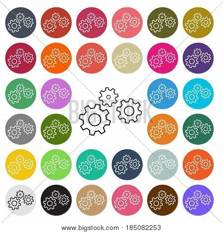 Vector modern gear setting icon set in button.