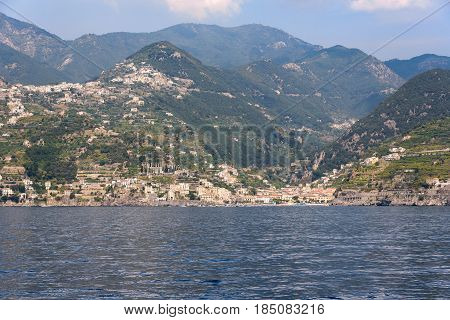 Minori village on Amafli coast seen from the sea Campania Italy