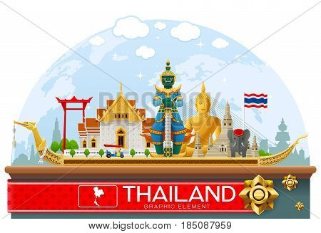 thailand asian landmark and art background vector illustration