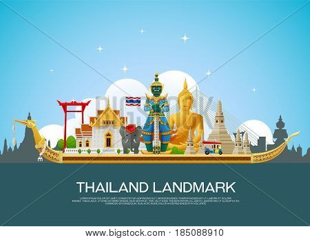 thailand landmark art travel places vector illustration