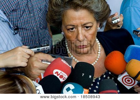 Valencia, Spain - September 22 - Rita Barbara Nolla, mayor of Valencia, Spain speaking to the press on September 22, 2008 in Valencia, Spain.