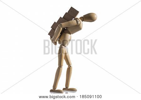 Isolated Wooden Dummy Over A White Background.