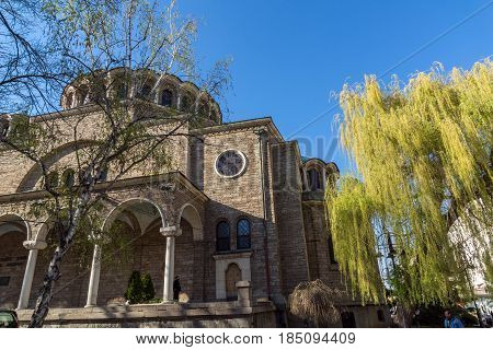 SOFIA, BULGARIA - APRIL 1, 2017: Cathedral Church St. Nedelya in  Sofia, Bulgaria