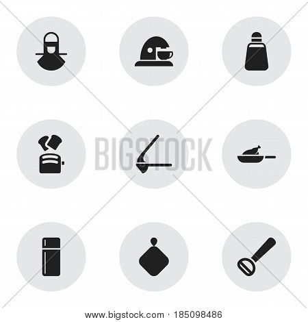 Set Of 9 Editable Meal Icons. Includes Symbols Such As Rocker Blade, Husker, Refrigerator And More. Can Be Used For Web, Mobile, UI And Infographic Design.