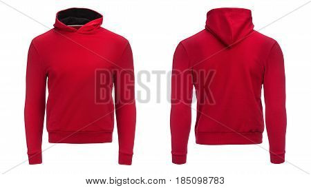 red hoodie, sweatshirt mockup, on white background