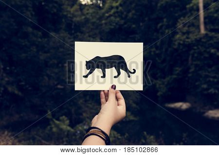 Hand Hold Tiger Paper Carving with Nature
