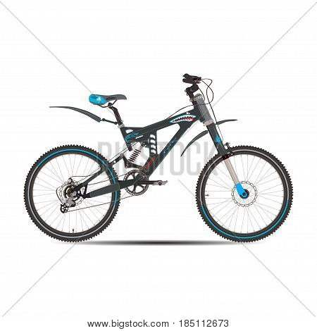 Vector illustration of mountain bike. Sport bicycle flat style design element isolated on white background.