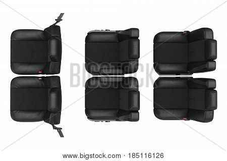 Car seat modern leather, top view. 3D rendering