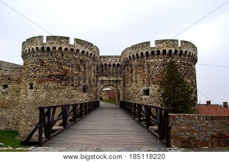 21 may 2009-belgrado-serbia- entry of the ancient castle in the city of belgrade in serbia