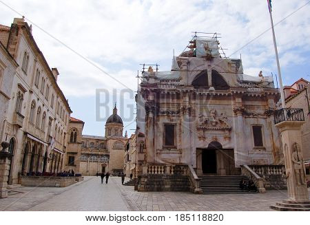 26 march 2009-Dubrovnick-croazia-View of the central square of Dubrovnick in croatia