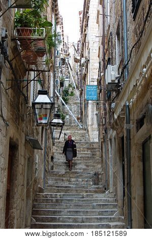 26 march 2009-Dubrovnick-croazia- Ancient streets in the town of Dubrovnick in cccroaziacroatia
