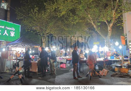 HANGZHOU CHINA - NOVEMBER 4, 2016: Unidentified people visit Wushan night street market.