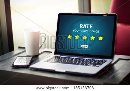 Businessman Holding Five Star Rating  Review Increase Rating Or Ranking, Evaluation And Classificati