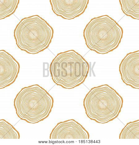 Tree Rings Seamless Vector Pattern. Saw cut tree trunk background. Vector Illustration.