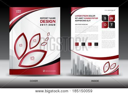 Business Brochure flyer templater Red cover design annual report Book Magazine ads company Profile layout in A4 size poster catalog leaflet newsletter Advertisement presentation infographics leaf icon